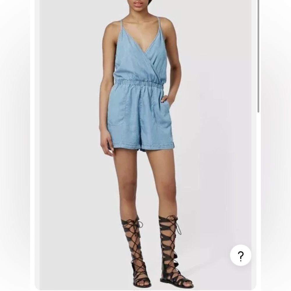 Topshop Chambray Deep V-Neck Romper 4